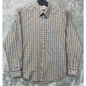 Barbour Men's Shirt Size L Brown Plaid Regular Fit Long Sleeve Button Down